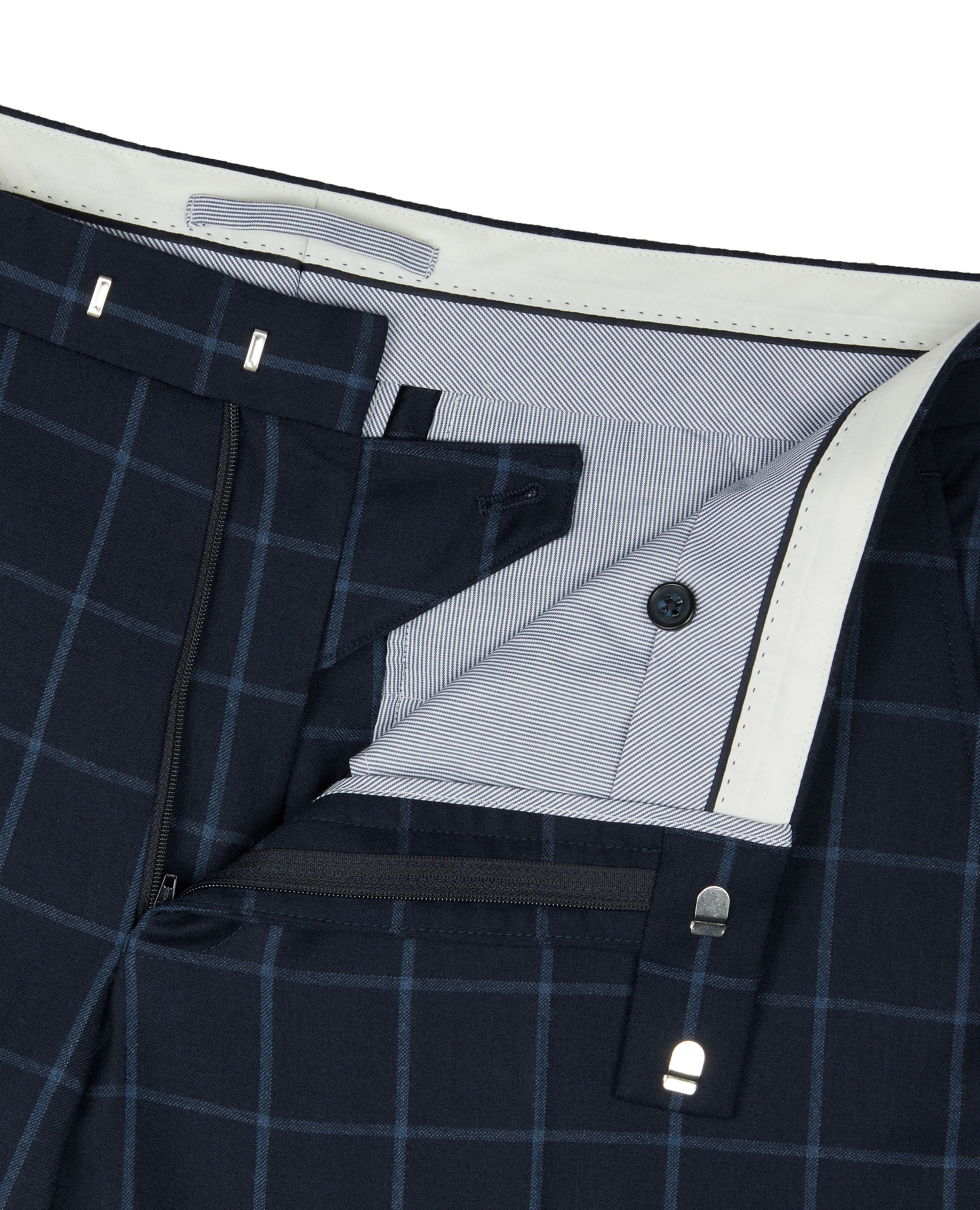 Navy Windowpane Trouser: Adelphi's Italian Luxury. Effortless Style. Timeless Elegance.