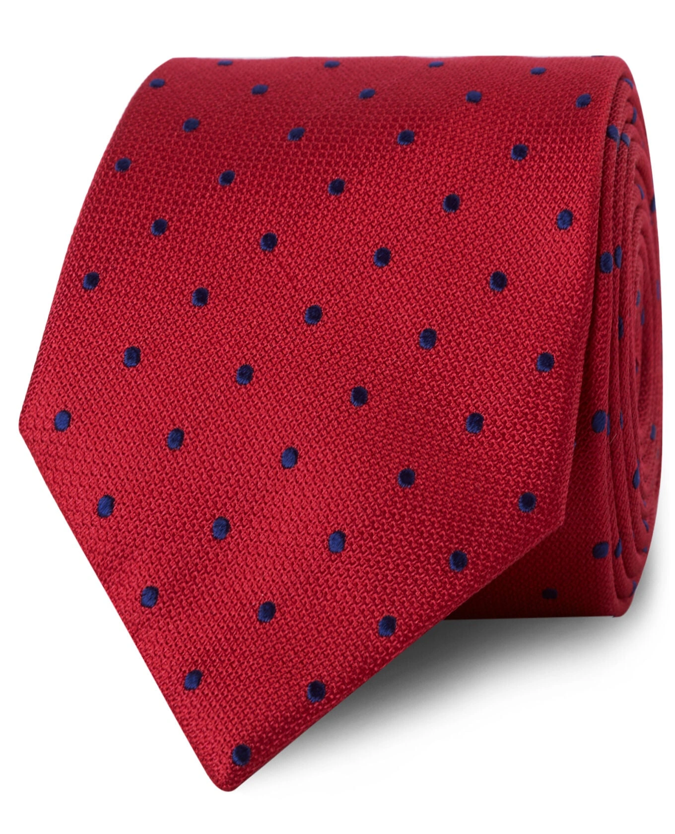 Crimson Spotted Navy Silk Tie - A Touch of British Flair